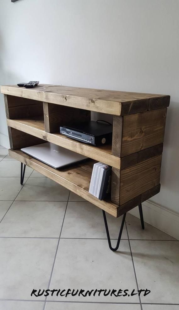 Industrial Hairpin Legs Tv Unit/tv Cabinet/chunky Rustic With Regard To Chunky Tv Cabinets (View 13 of 15)