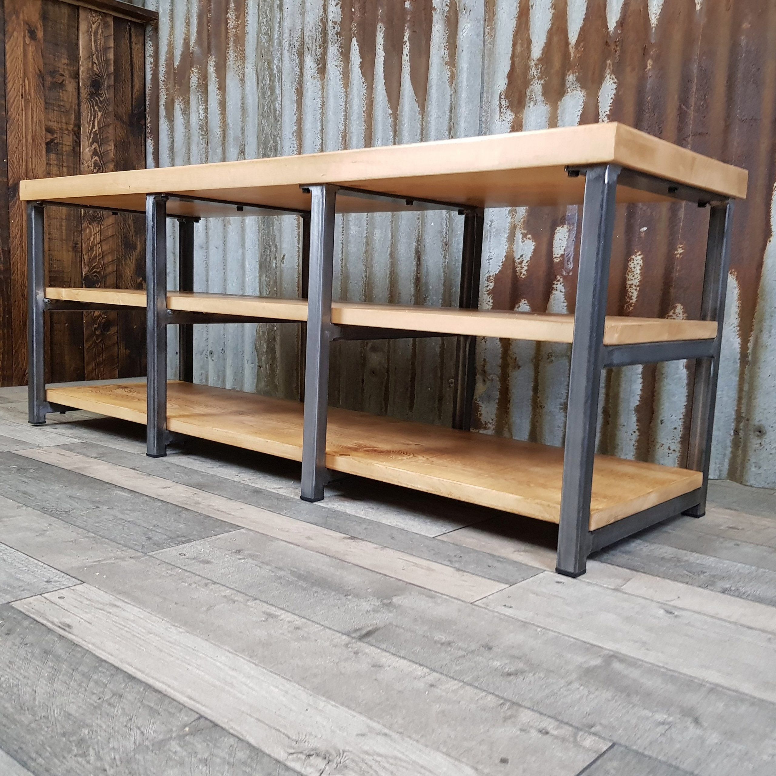 Industrial Inspired Tv Bench, Rustic Tv Bench, Bespoke For Tv Bench Unit (View 15 of 15)