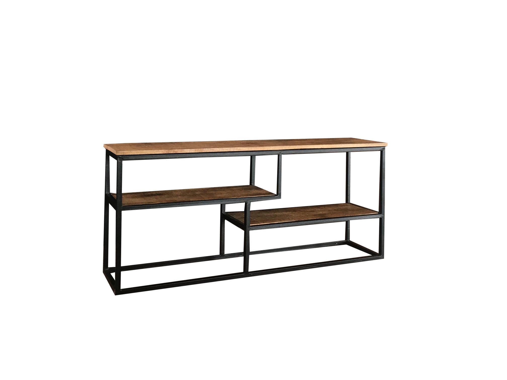 Industrial Style Light Mango Wood Tv Stand Media Unit With Pertaining To Industrial Style Tv Stands (View 15 of 15)
