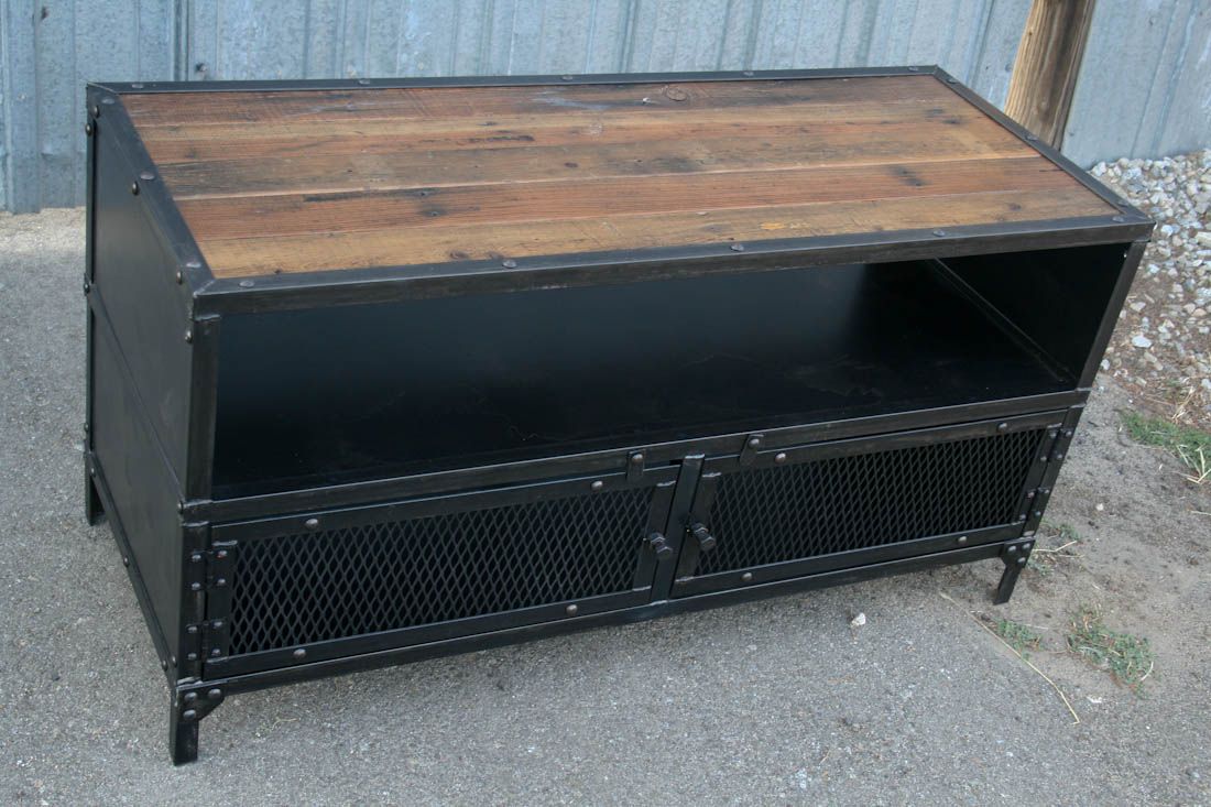 Industrial Tv Stand – Combine 9 | Industrial Furniture With Kado Corner Metal Mesh Doors Tv Stands (View 3 of 15)