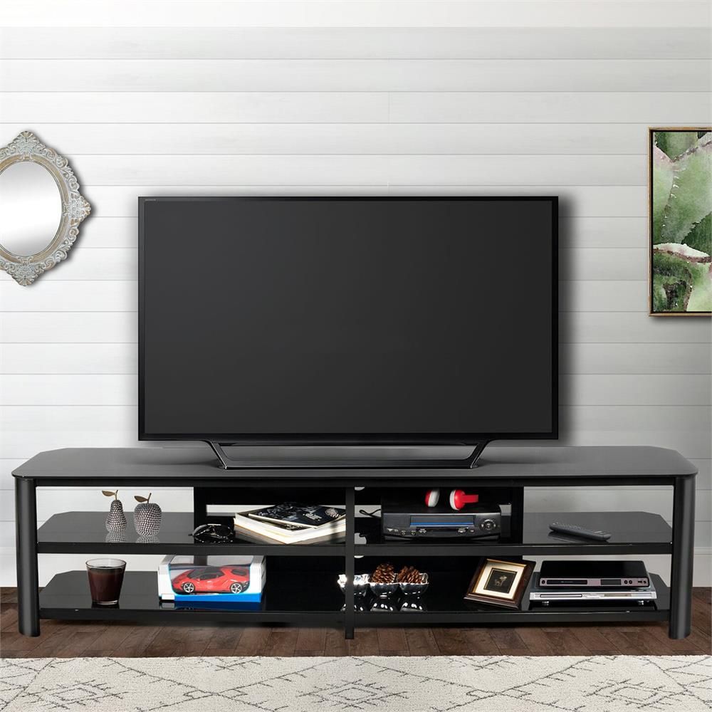 Innovex Oxford Series 82 Inch Flat Screen Tv Stand Black Inside Easel Tv Stands For Flat Screens (View 15 of 15)