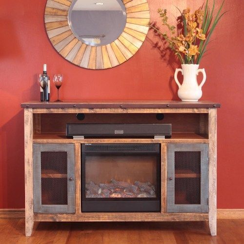 International Furniture Direct 900 Antique Fireplace Tv In Kado Corner Metal Mesh Doors Tv Stands (View 11 of 15)