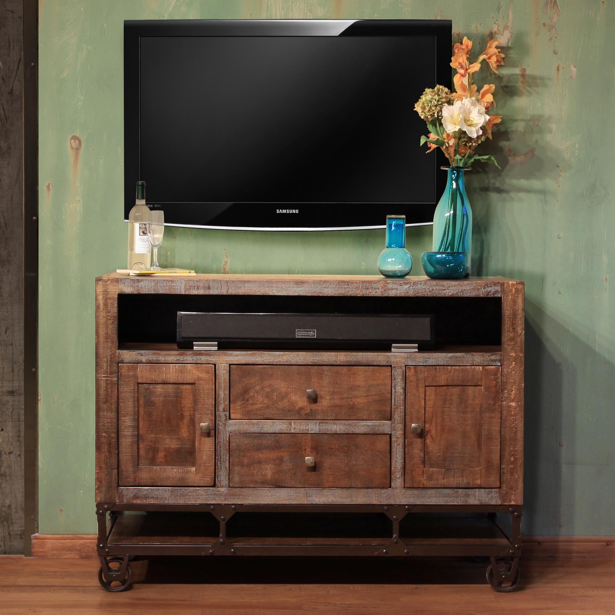 International Furniture Direct Urban Gold 52" Solid Wood Intended For Gold Tv Cabinets (View 8 of 15)