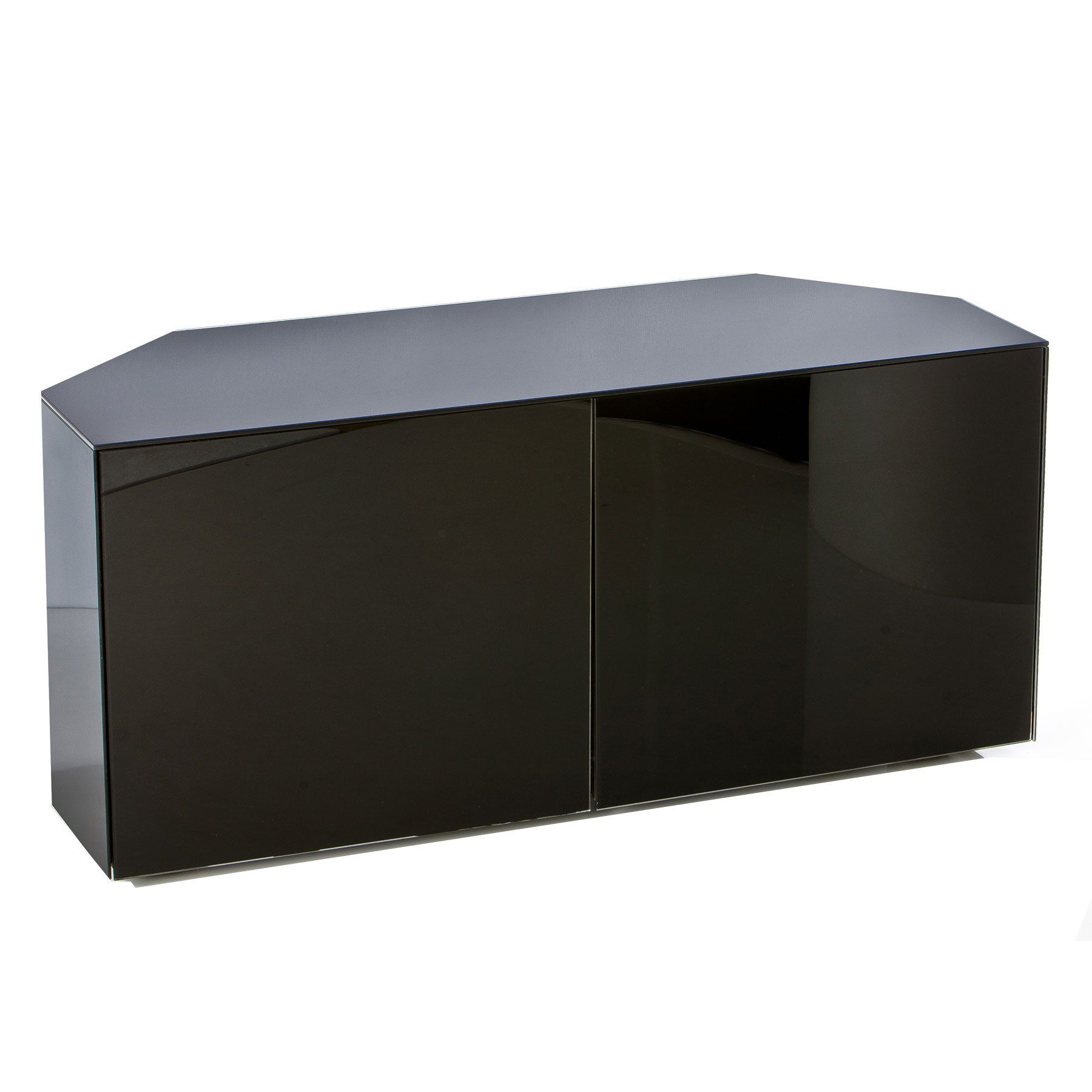 Invictus Black High Gloss Corner Tv Stand For Up To 55" Tvs Intended For Tv Cabinets Black High Gloss (Photo 4 of 15)