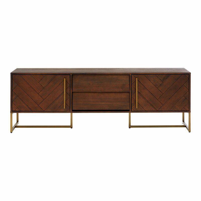 Iraheta Tv Stand For Tvs Up To 70" In 2020 | Brass Living Throughout Media Console Cabinet Tv Stands With Hidden Storage Herringbone Pattern Wood Metal (View 8 of 15)