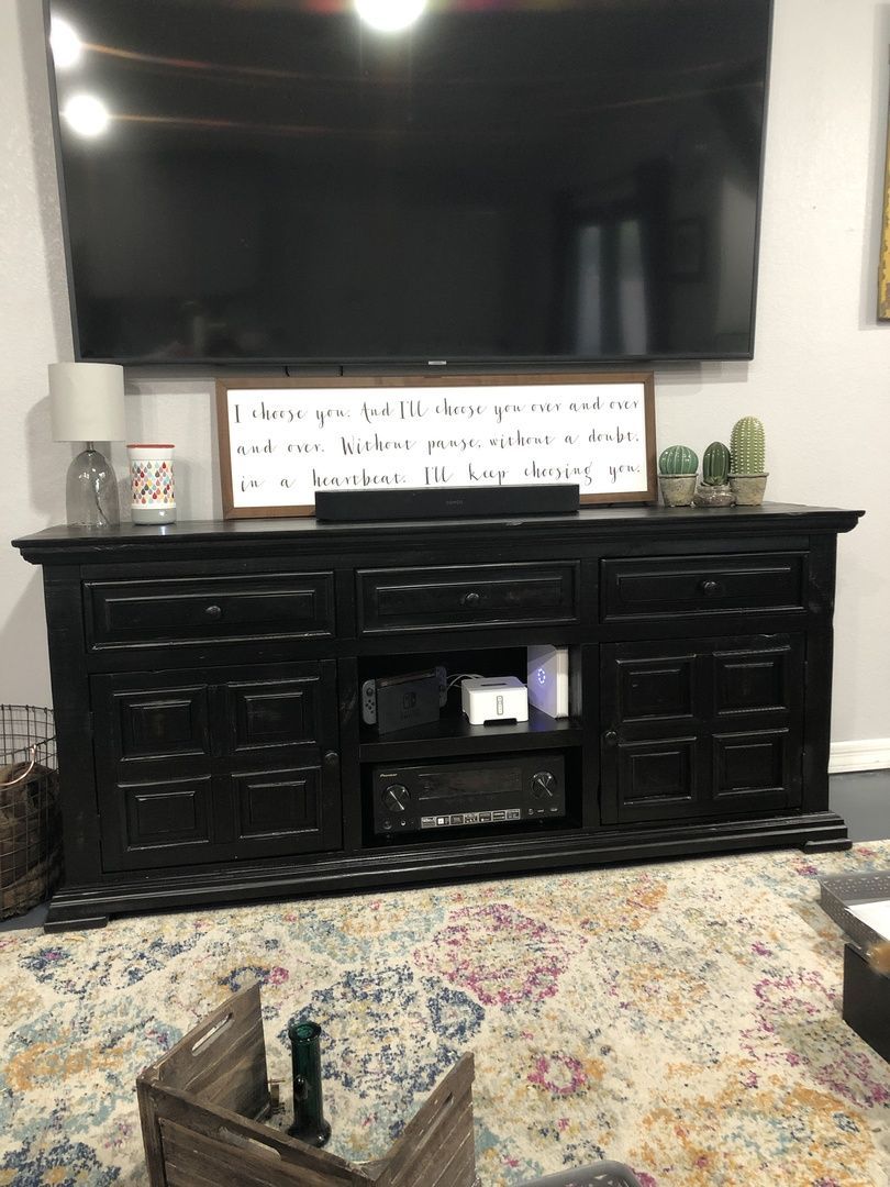 Isabella 71 In Tv Stand, Black | Wood Entertainment Center In Modern Tv Stands In Oak Wood And Black Accents With Storage Doors (View 9 of 15)