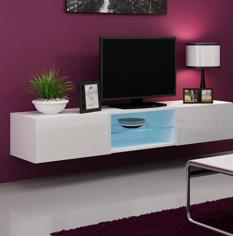 Jaggers Glass 70.9" Tv Stand | Floating Tv Stand, White Tv With Regard To Modern Wall Mount Tv Stands (Photo 7 of 15)