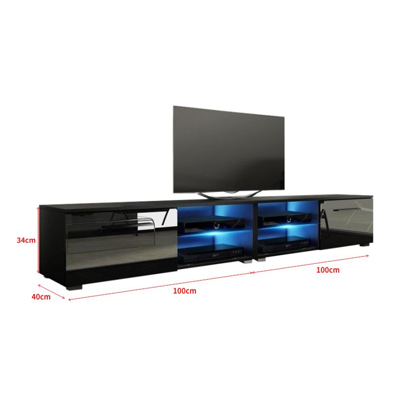 Jax High Gloss Black Tv Stand 200cm For Tv Up To 70" In Black Gloss Tv Stands (View 13 of 15)