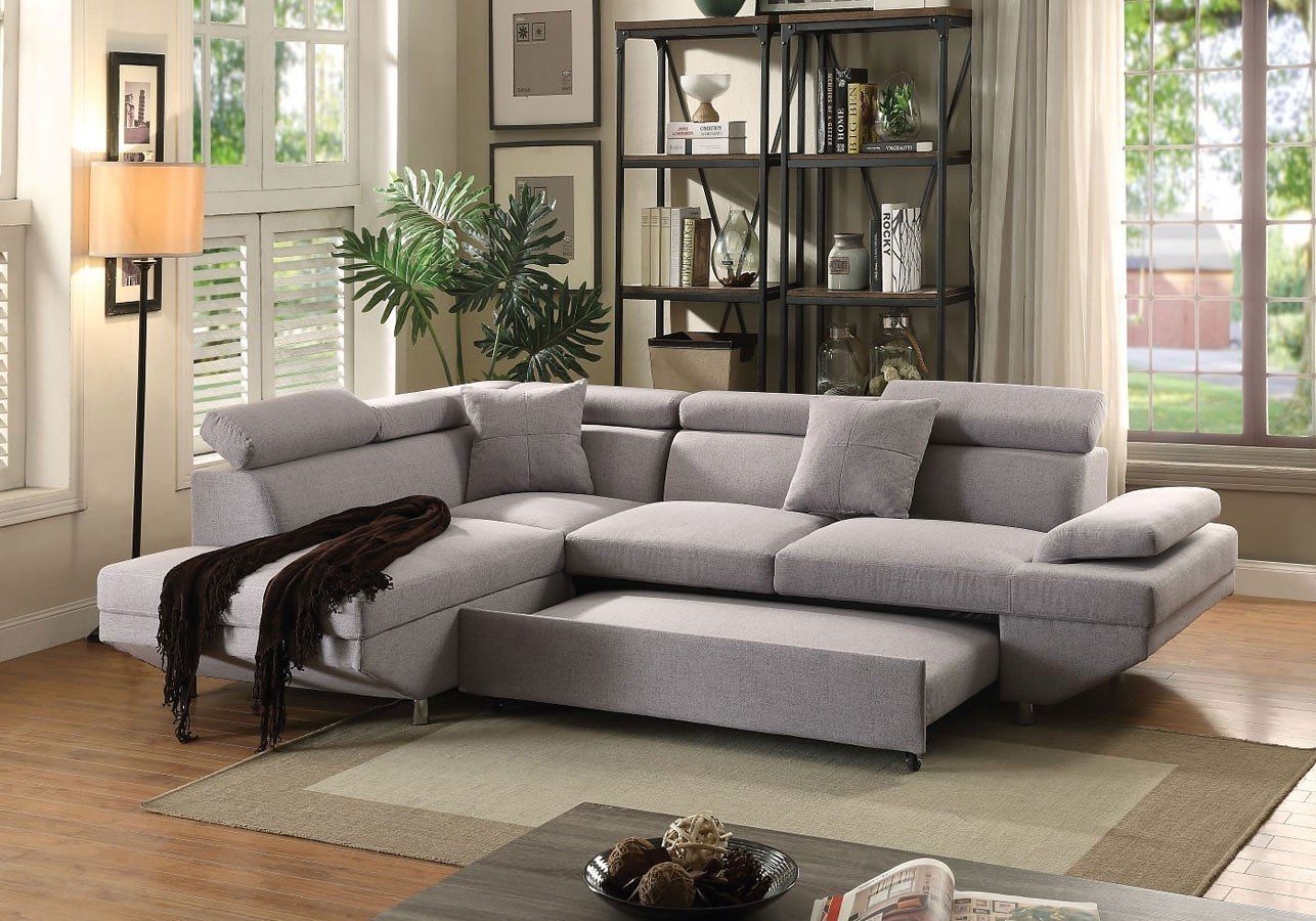 Jemima Left Chaise Sectional W/ Sleeper Acme Furniture, 1 Intended For Hannah Left Sectional Sofas (View 11 of 15)