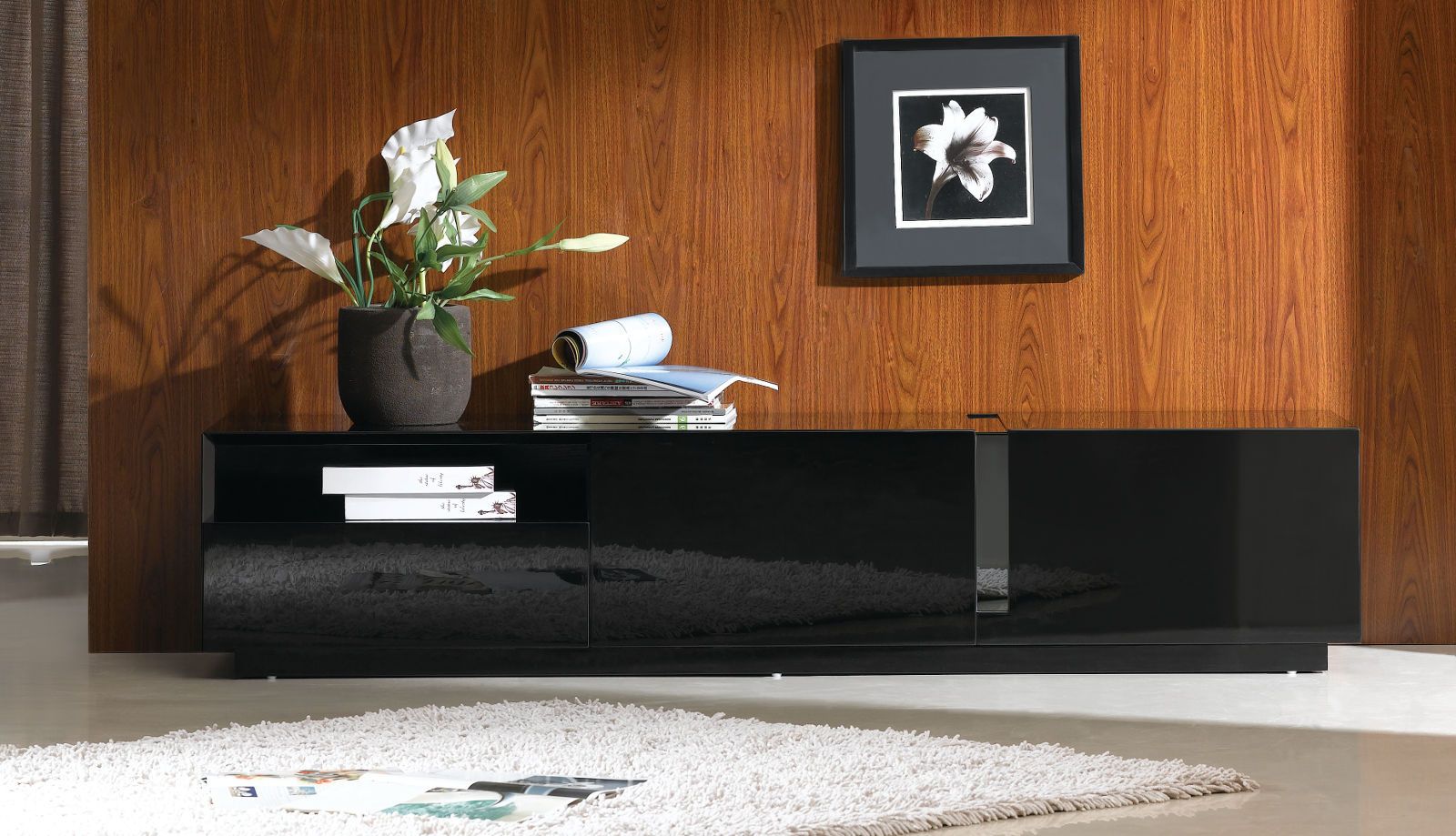 J&m Tv027 Tv Stand In Black High Gloss 176391 For Black Gloss Tv Stand (View 9 of 15)