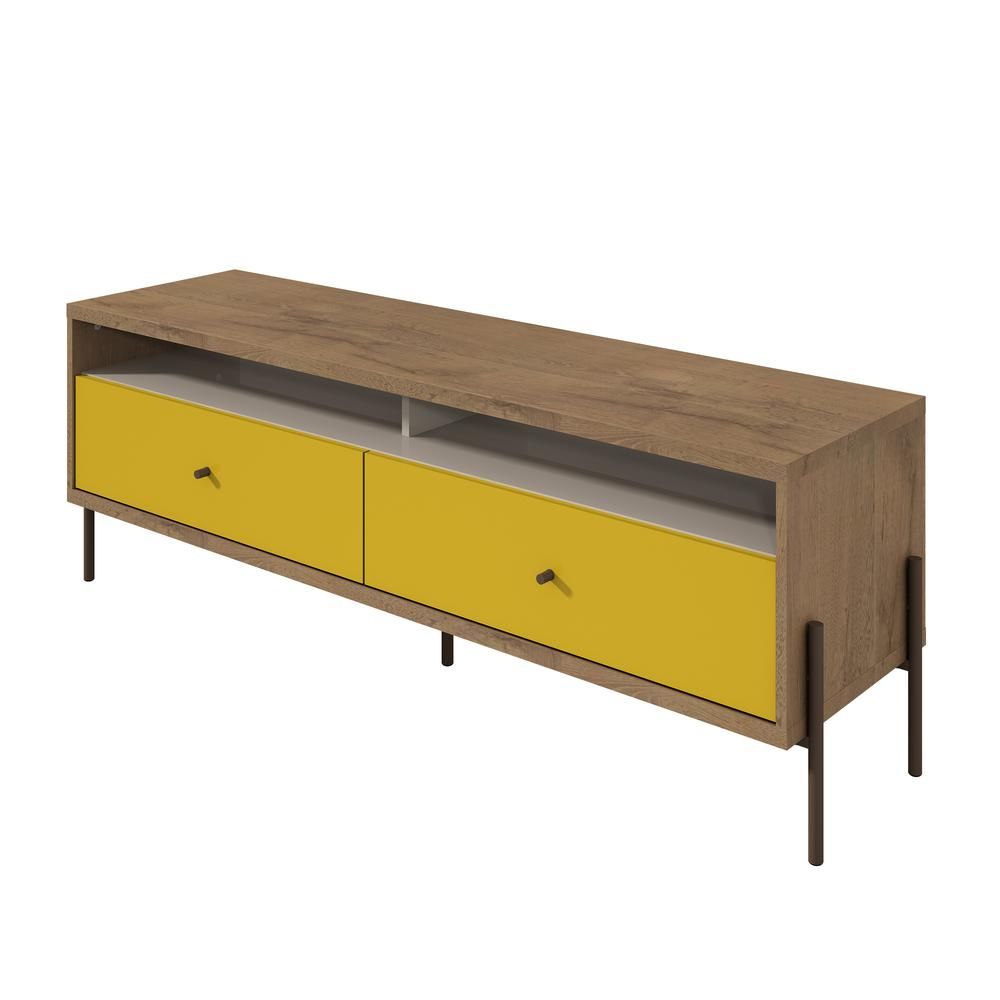 Joy 59" Tv Stand In Yellow Pertaining To Yellow Tv Stands (View 4 of 15)
