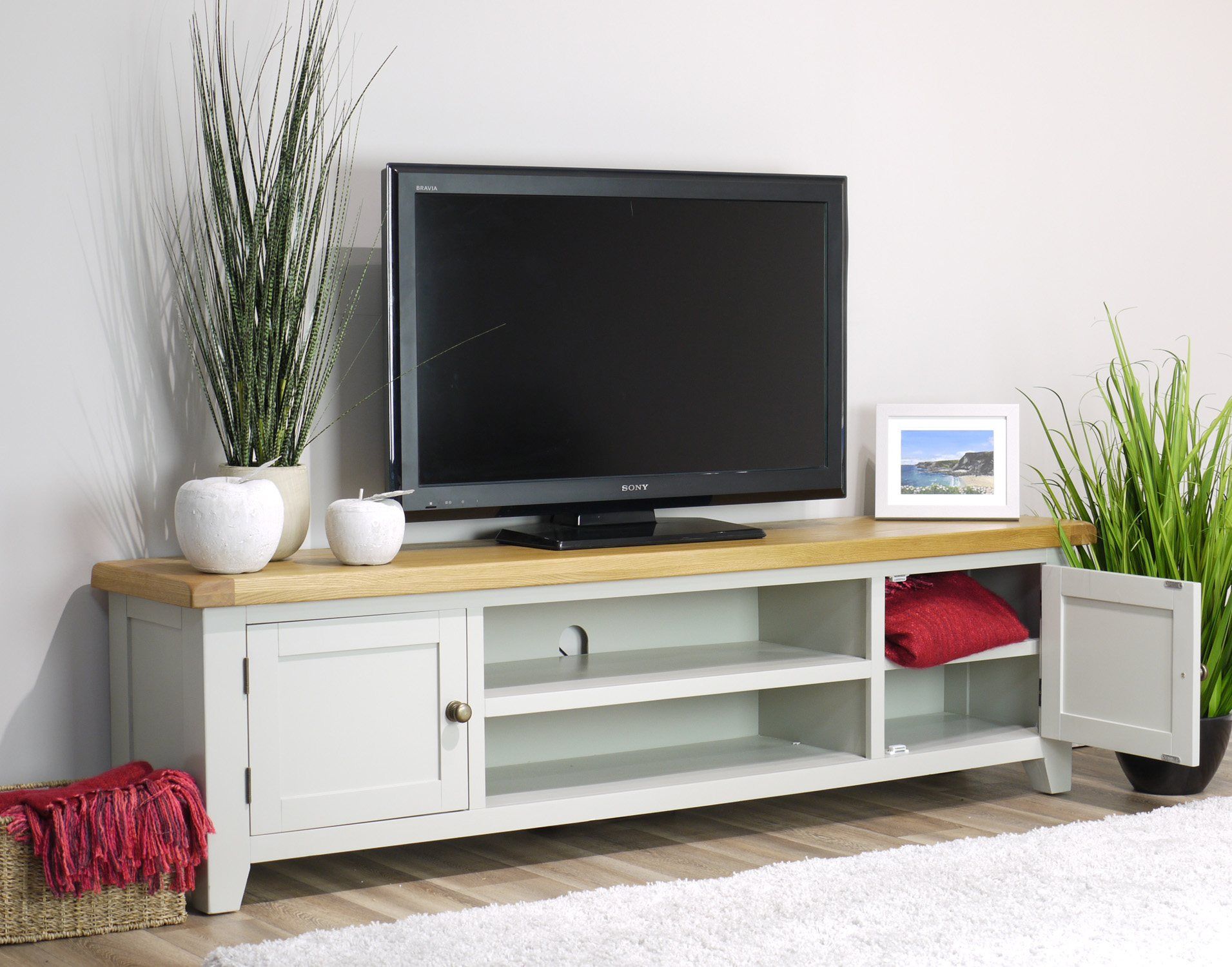Jtw Oak City – Arklow Painted Oak Extra Large Tv Stand With Large Oak Tv Stands (View 2 of 15)