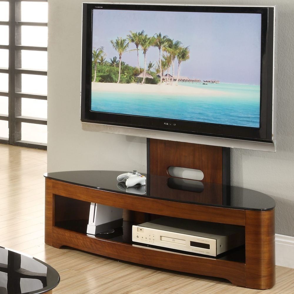 Jual Florence Tv Stand Jf209 Walnut & Black Glass Oval Throughout Black Oval Tv Stand (View 13 of 15)