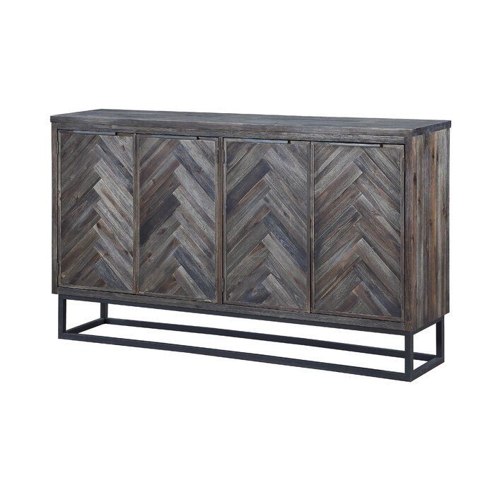 Kaelyn Credenza & Reviews | Allmodern | Wood Credenza For Media Console Cabinet Tv Stands With Hidden Storage Herringbone Pattern Wood Metal (View 11 of 15)