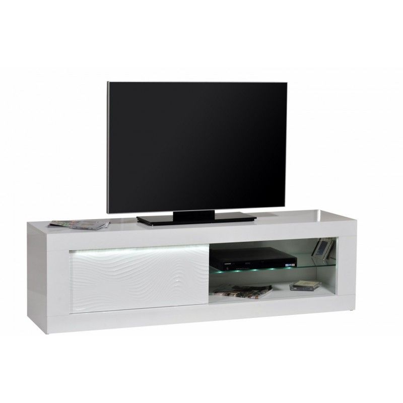 Karma – White Gloss Tv Unit With Led Lights – Tv Stands Inside Cheap White Tv Stands (Photo 12 of 15)