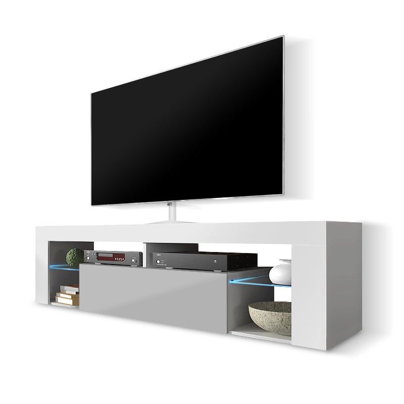 Ken White And Grey Gloss Tv Stand 140cm Or 160cm In White High Gloss Corner Tv Stand (View 2 of 15)