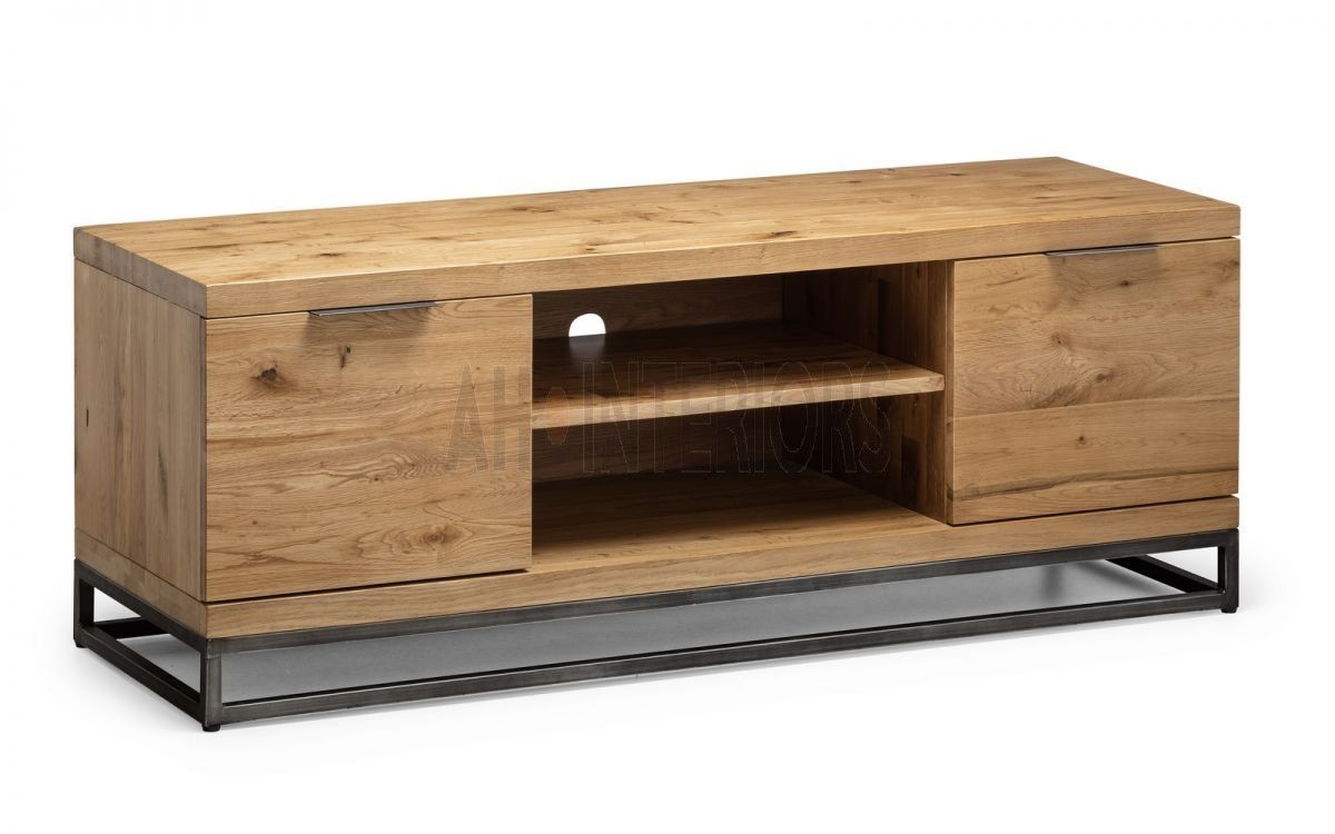 Kendal Solid Oak Industrial Style Tv Unit With Regard To Industrial Style Tv Stands (View 10 of 15)