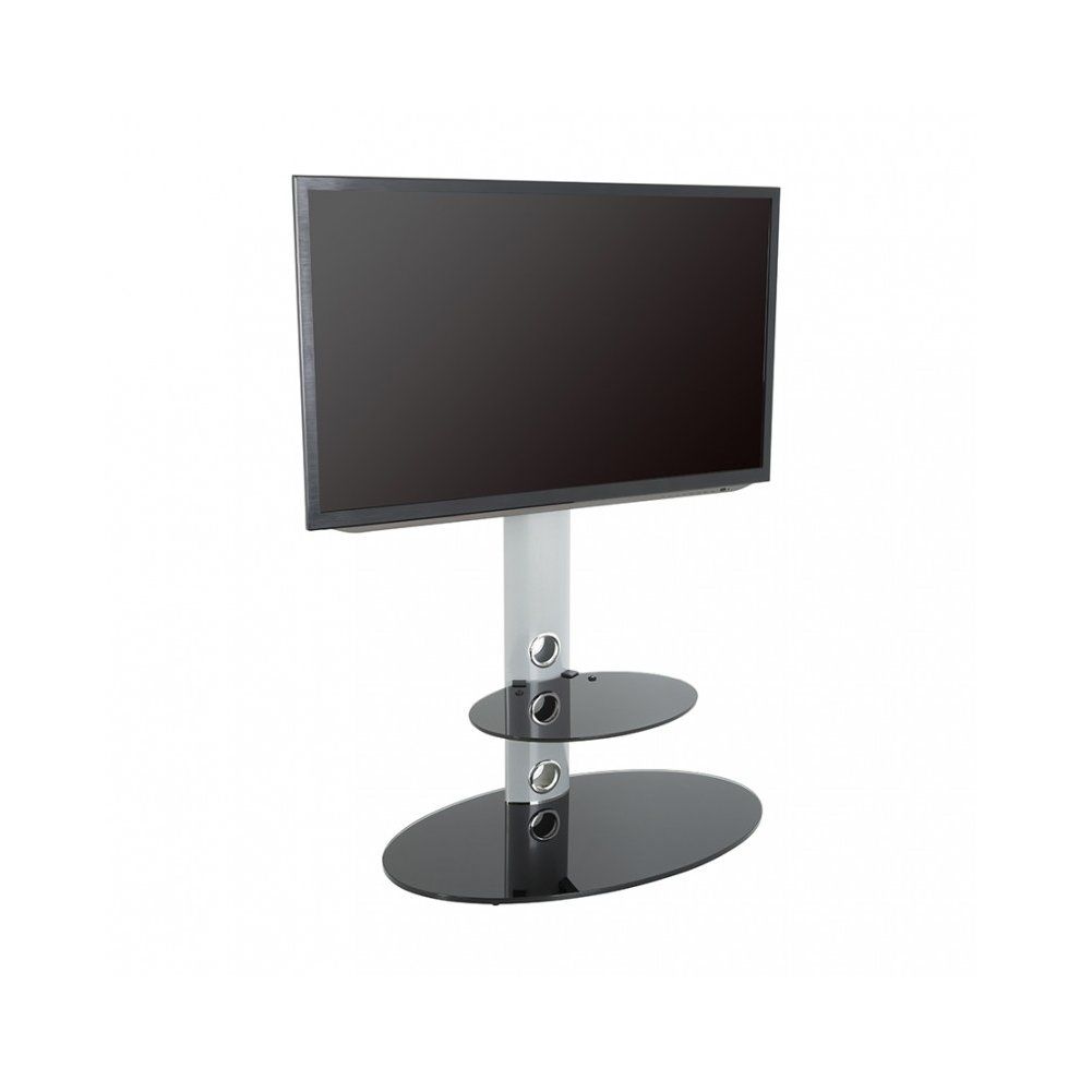 King Cantilever Tv Stand With Brackets, Silver, Oval Base Inside Cantilever Tv Stands (View 11 of 15)