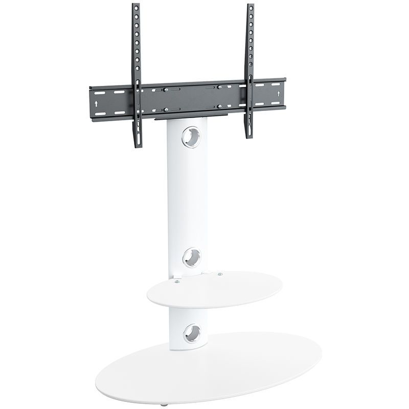 King Cantilever Tv Stand With Brackets, White, Oval Base In Oval White Tv Stand (View 9 of 15)
