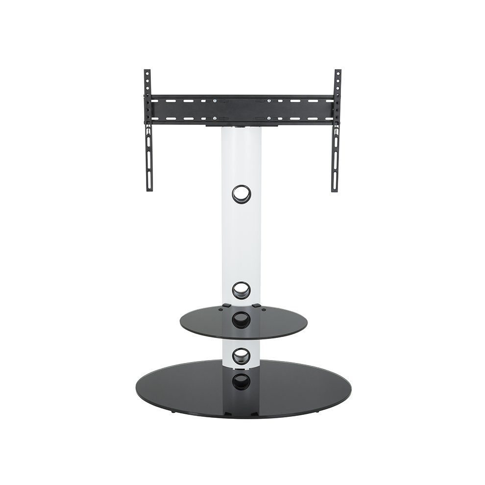 King Cantilever Tv Stand With Brackets, White, Oval Base Pertaining To White Oval Tv Stands (View 8 of 15)