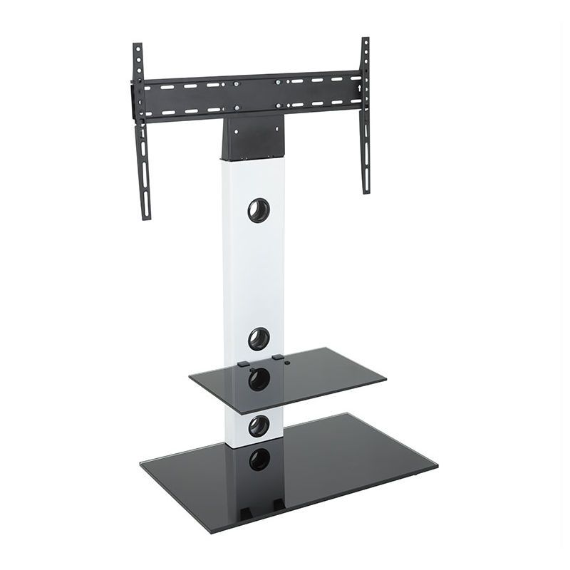 King Cantilever Tv Stand With Brackets, White, Rectangle Within Tv Stand Cantilever (View 2 of 15)