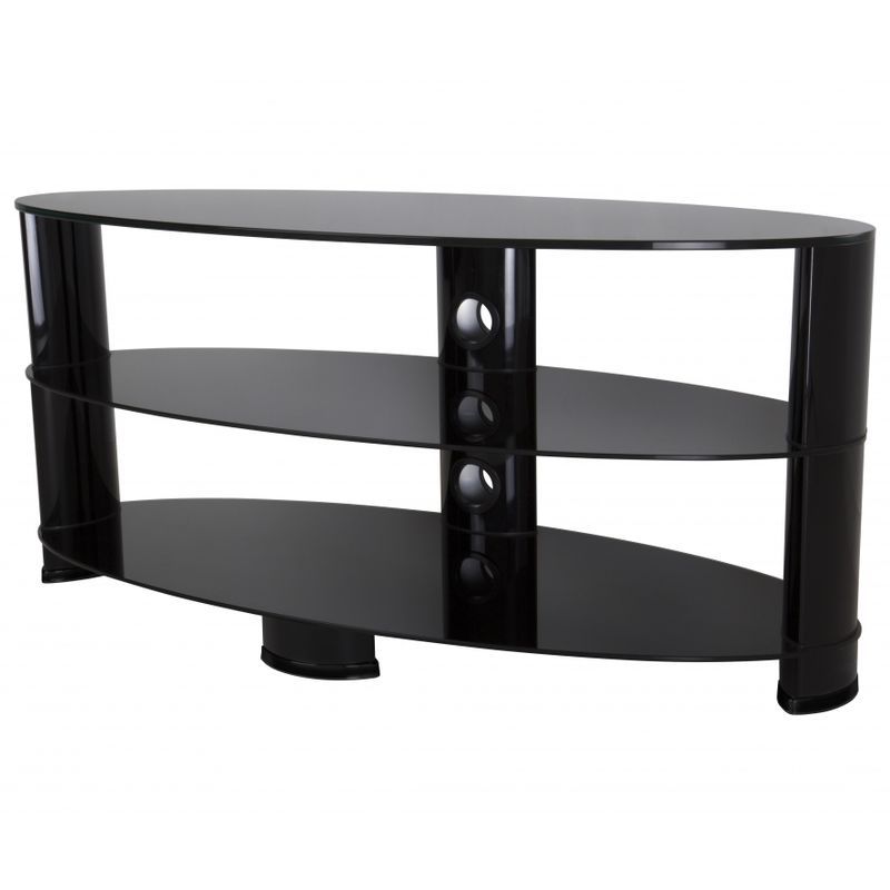 King Universal Tv Stand Black Glass Oval 120cm Suitable Up With Regard To Black Oval Tv Stand (View 4 of 15)