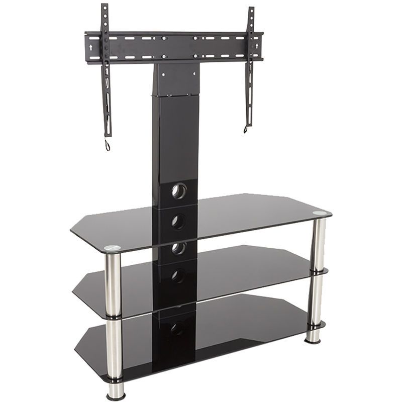 King Upright Cantilever Tv Stand With Bracket Black Glass Intended For Tv Stands With Bracket (Photo 6 of 15)