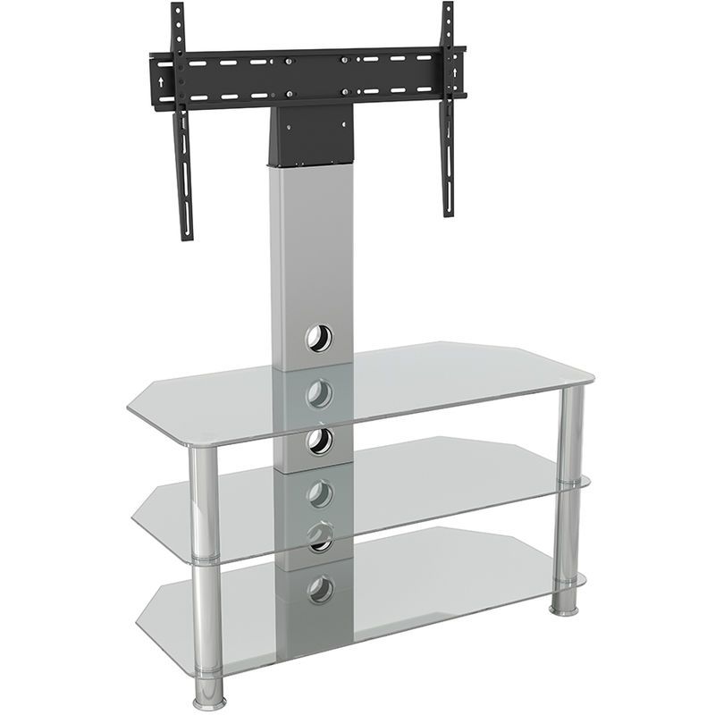 King Upright Cantilever Tv Stand With Bracket Clear Glass Within Cantilever Tv (View 2 of 15)