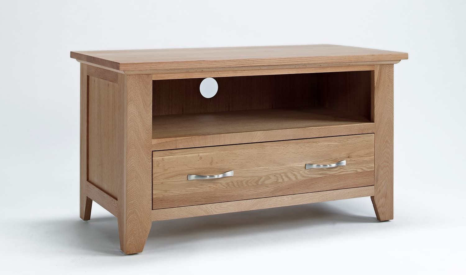 Kingston Contemporary Solid Oak Small Tv Cabinet Stand Within Small Oak Tv Cabinets (View 11 of 15)