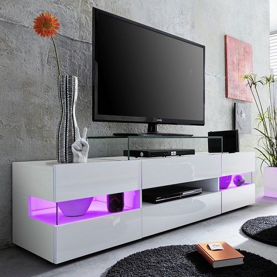 Kirsten Tv Stand In White With Gloss Fronts And Led 27541 Pertaining To Tv Cabinet Gloss (View 13 of 15)