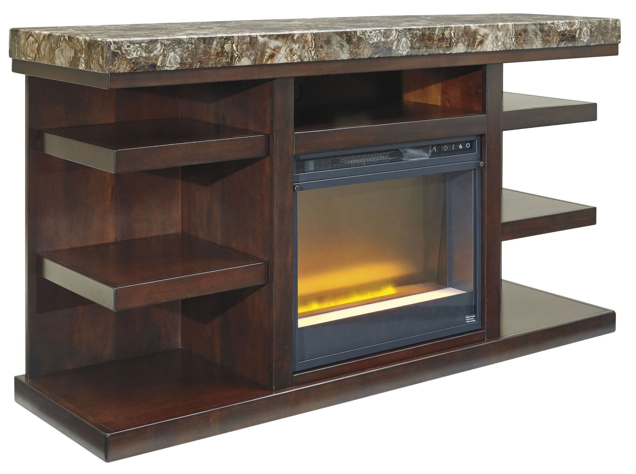 Kraleene Lg Tv Stand With Glass/stone Fireplace Insert In Tv Glass Stands (Photo 10 of 15)