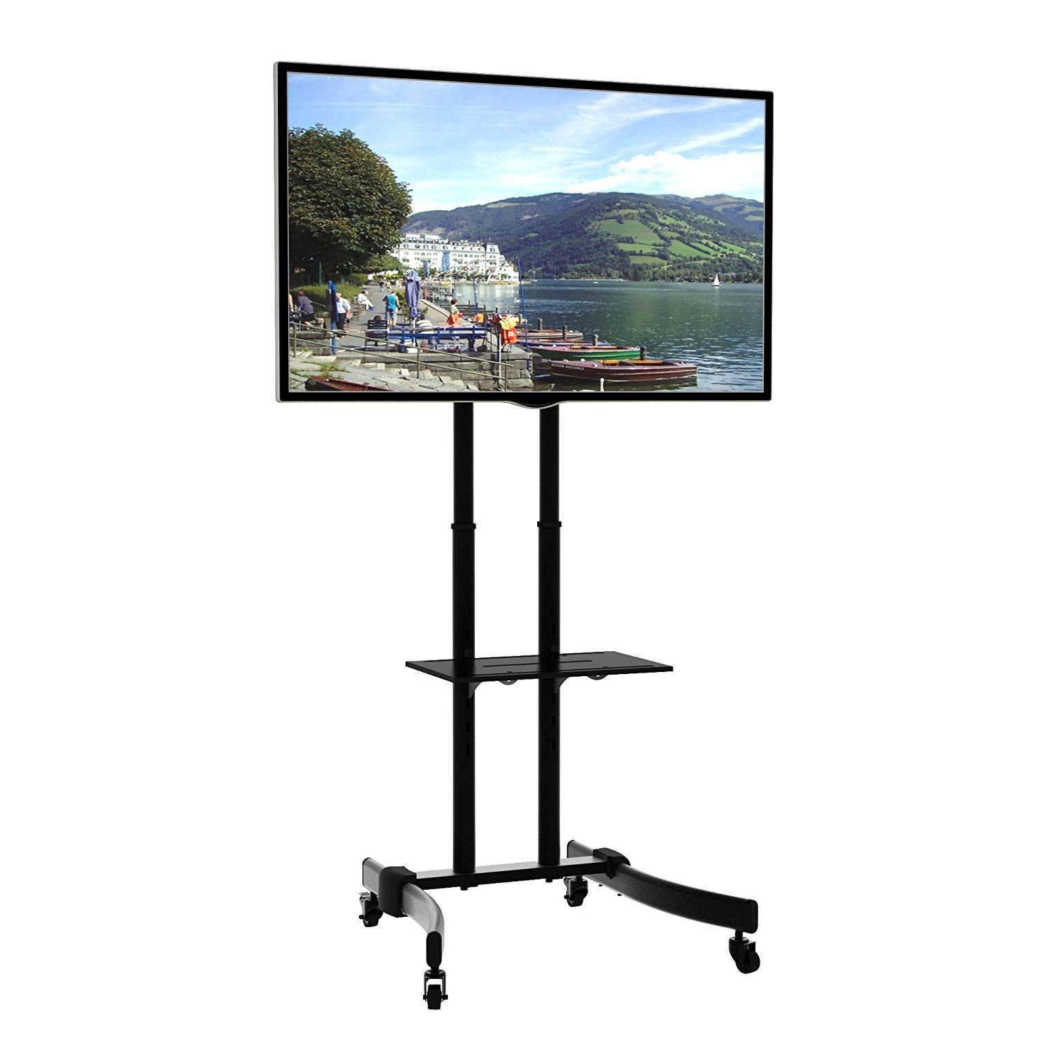 Krieger Kmc370 Mobile Tv Stand / Rolling Monitor Trolley In Easyfashion Adjustable Rolling Tv Stands For Flat Panel Tvs (Photo 8 of 15)