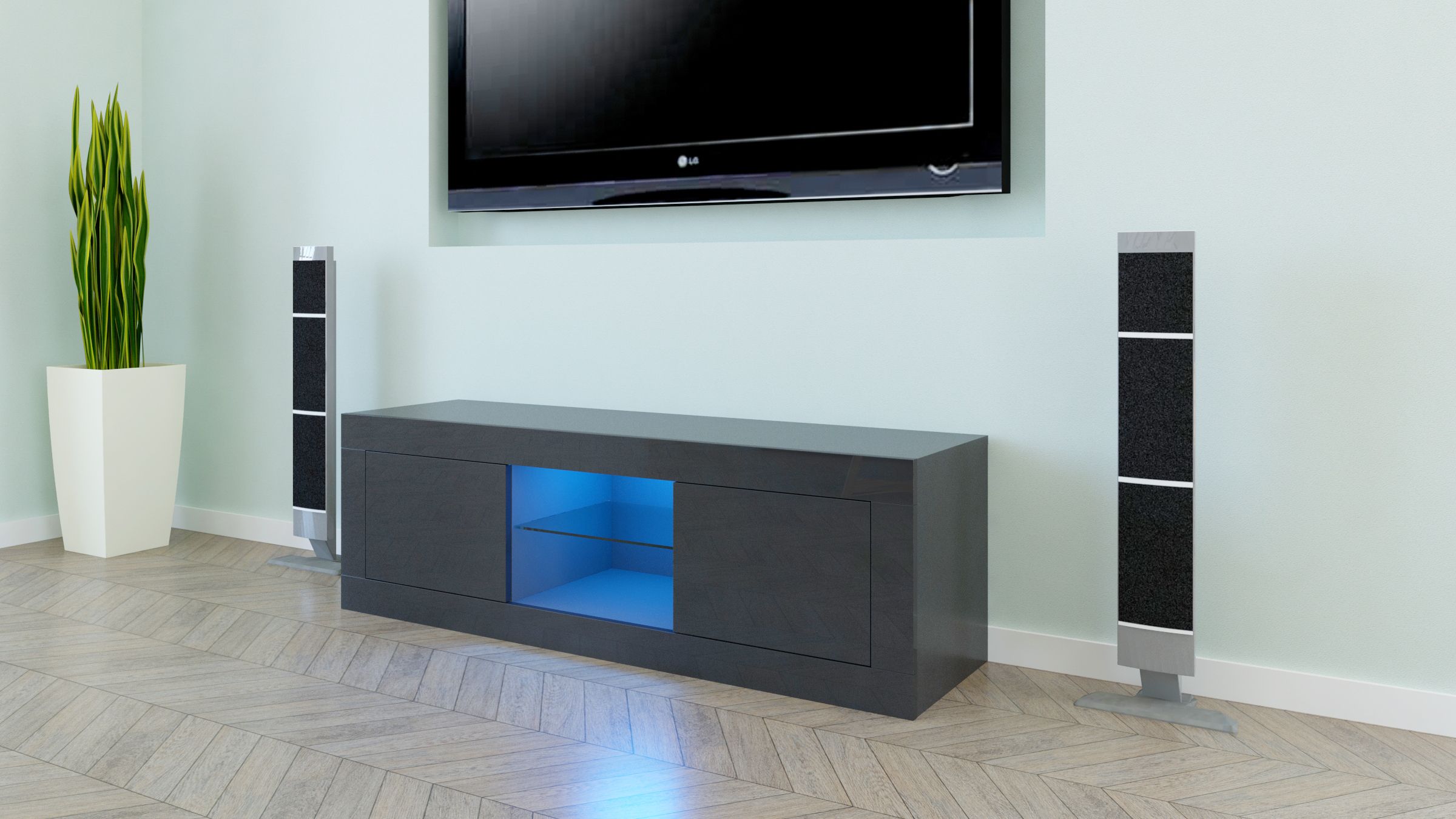 Ktaxon High Gloss Tv Stand With Led Lights,media Tv Regarding Led Tv Cabinets (View 1 of 15)