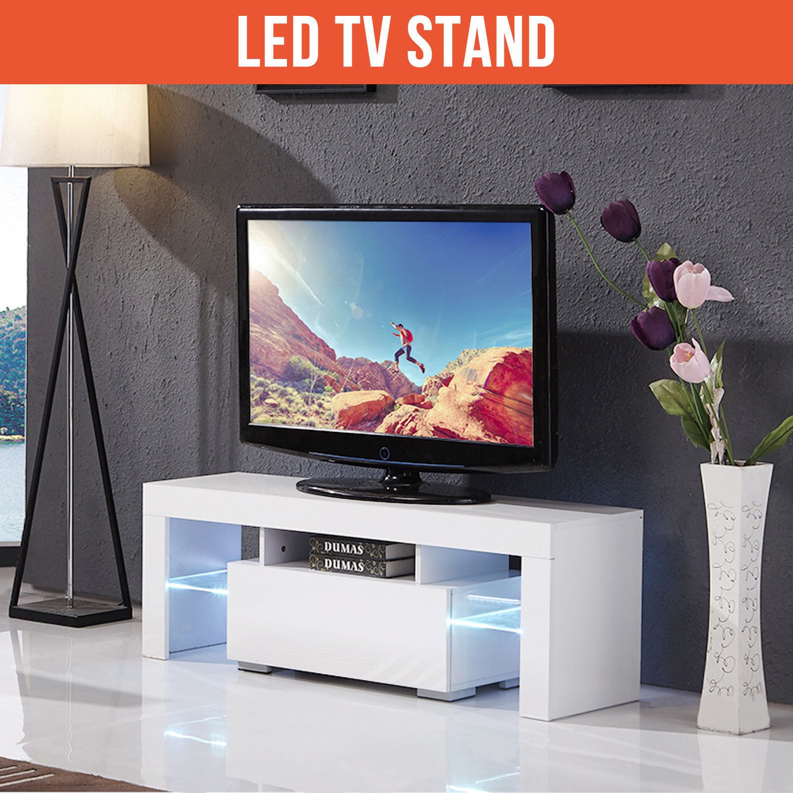 Ktaxon Modern Led Tv Unit Cabinet Stand Shelf Table Free With Regard To Led Tv Stands (View 3 of 15)