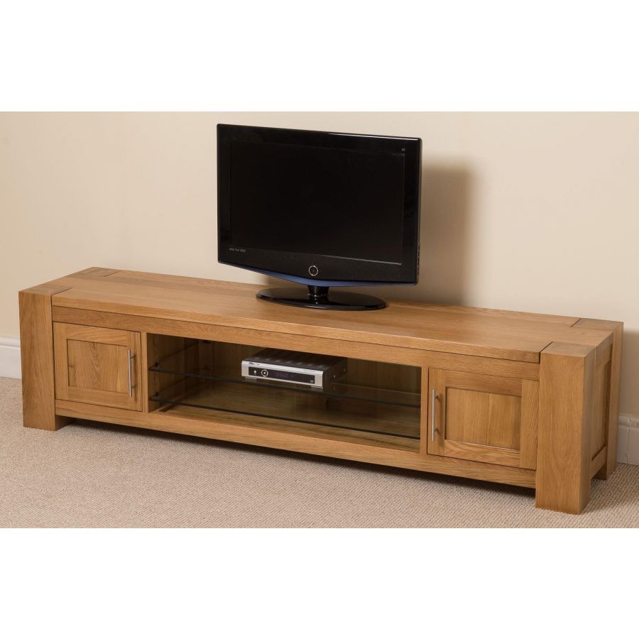 Kuba Solid Widescreen Tv Unit | Oak Furniture King Inside Santana Oak Tv Furniture (View 8 of 15)