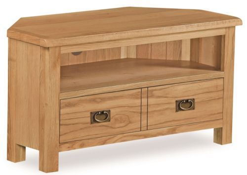 Lanner Oak Corner Tv Stand Unit Media Rustic Solid Wood Intended For Manhattan Compact Tv Unit Stands (View 8 of 15)