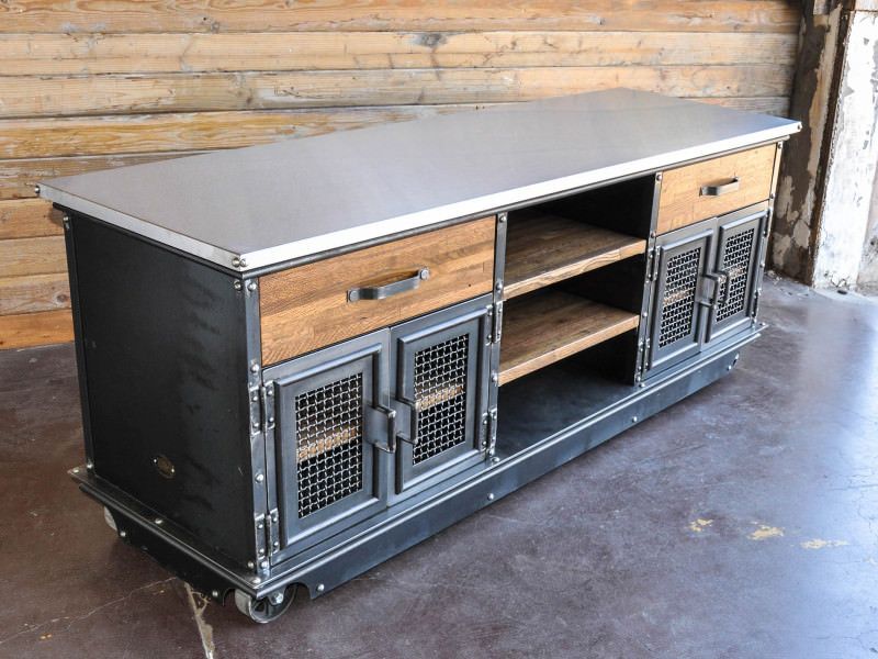 Large Boxcar Ellis Console – Model #e46 – Vintage With Kado Corner Metal Mesh Doors Tv Stands (View 6 of 15)