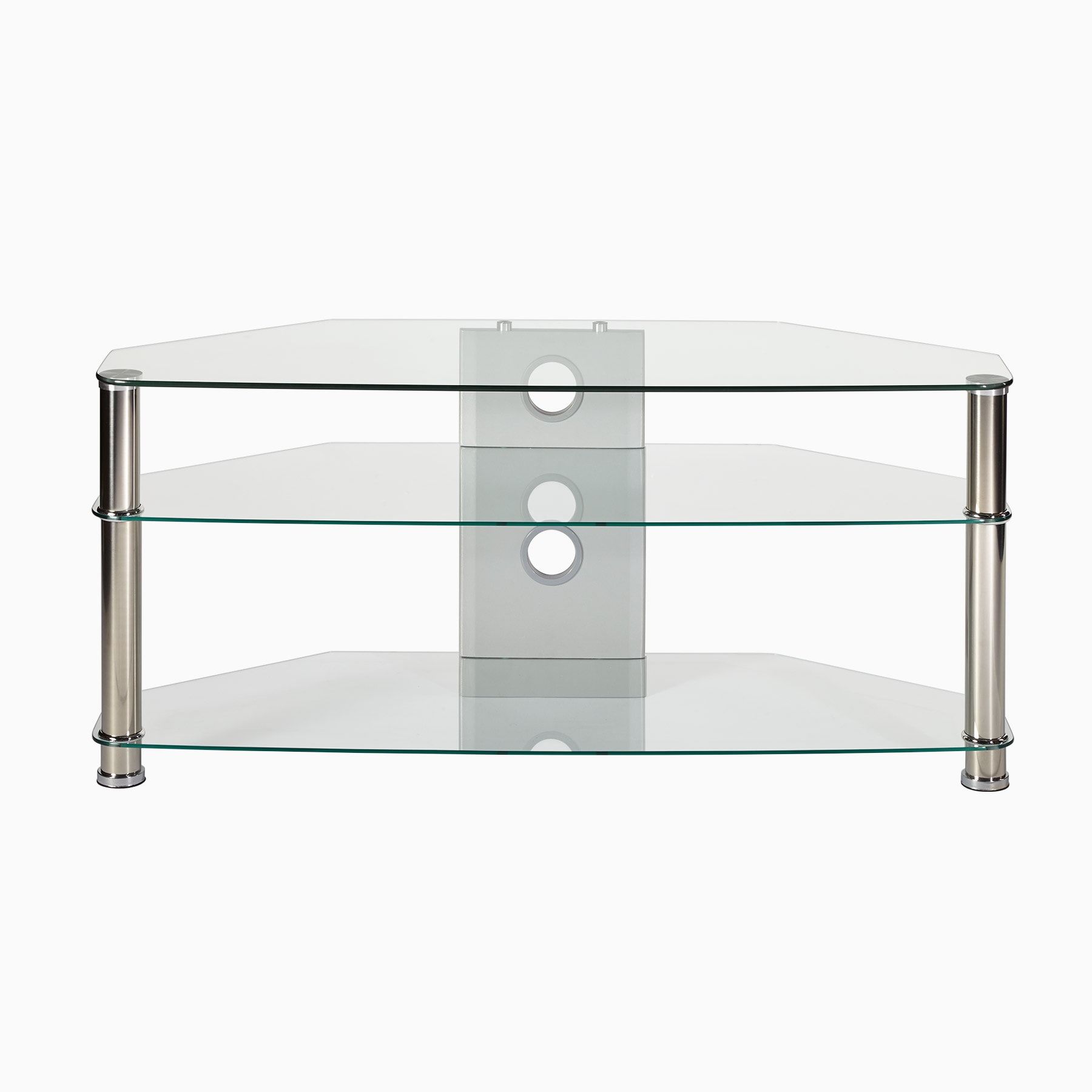 Large Clear Glass Corner Tv Stand Up To 55 Intended For Corner 55 Inch Tv Stands (View 9 of 15)