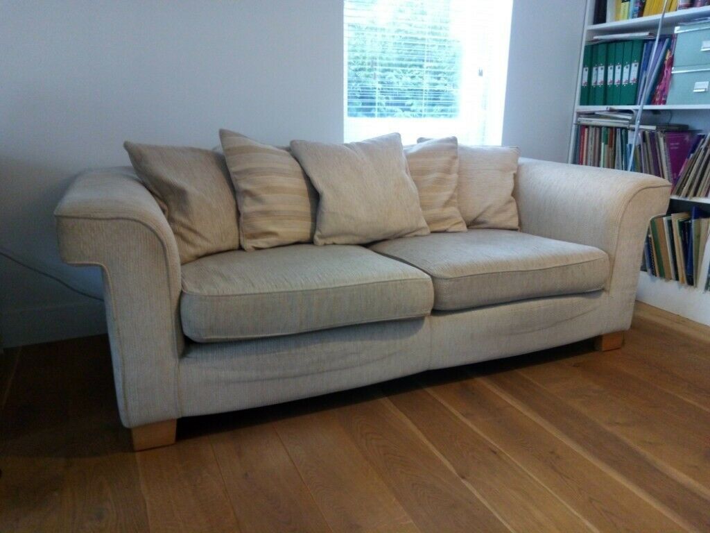 Large Cream 3 Seater Pillow Back Sofa | In Dunblane For Lyvia Pillowback Sofa Sectional Sofas (View 1 of 15)