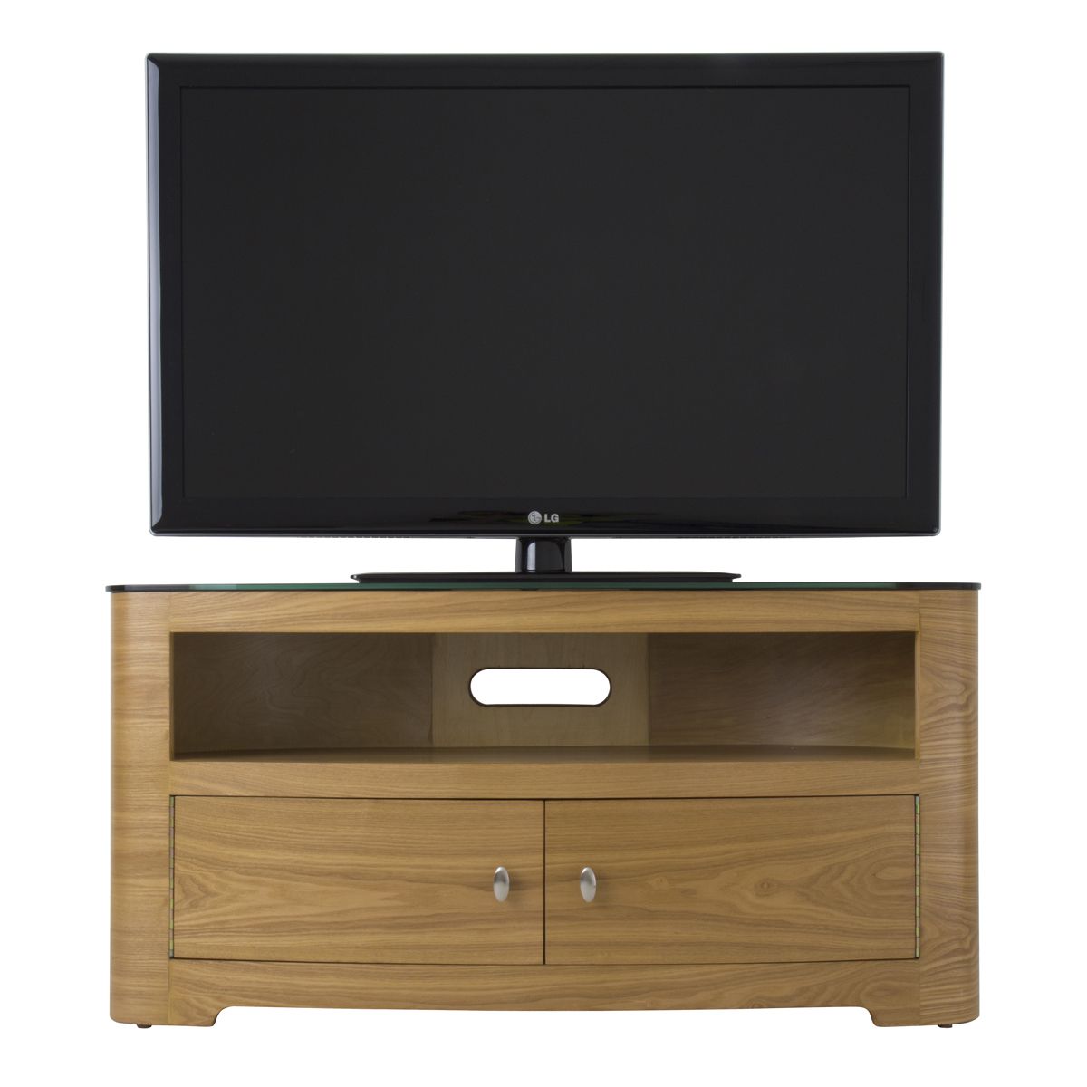 Large Oak Veneer Oval Lcd Plasma Tv Stand Cabinet 42+ Inch Intended For Tv Stands For Plasma Tv (View 8 of 15)
