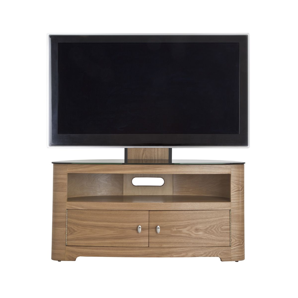 Large Oak Veneer Oval Lcd Plasma Tv Stand Cabinet 42+ Inch Regarding Plasma Tv Holders (View 8 of 15)