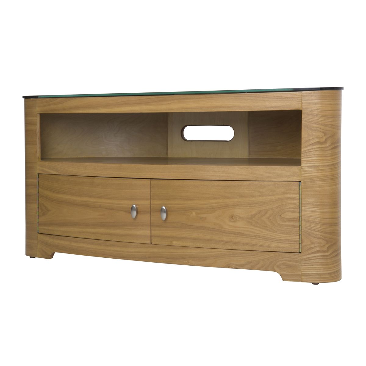 Large Oak Veneer Oval Lcd Plasma Tv Stand Cabinet 42+ Inch Throughout Oak Veneer Tv Stands (Photo 9 of 15)