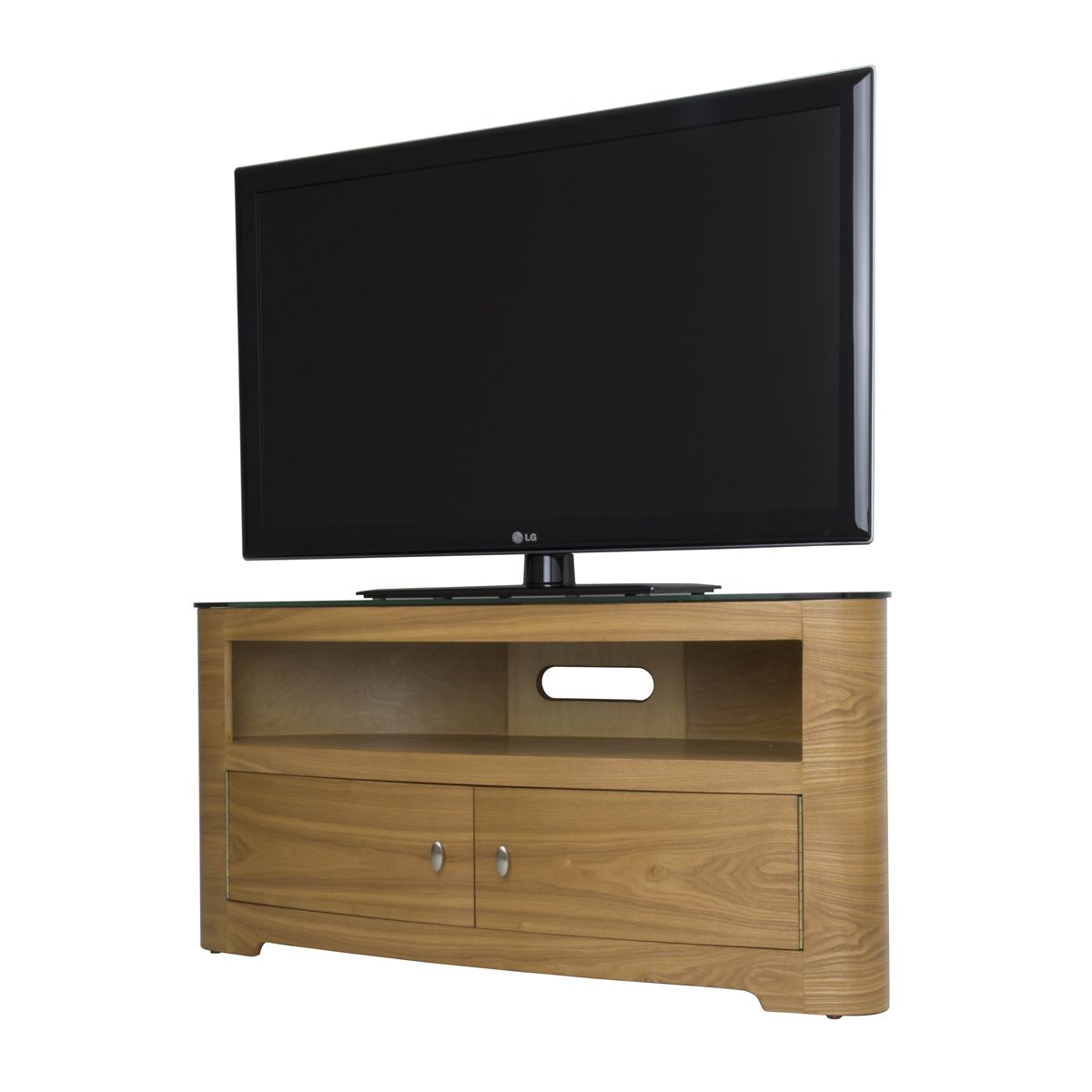 Large Oak Veneer Oval Lcd Plasma Tv Stand Cabinet 42+ Inch With Large Oak Tv Stands (View 13 of 15)