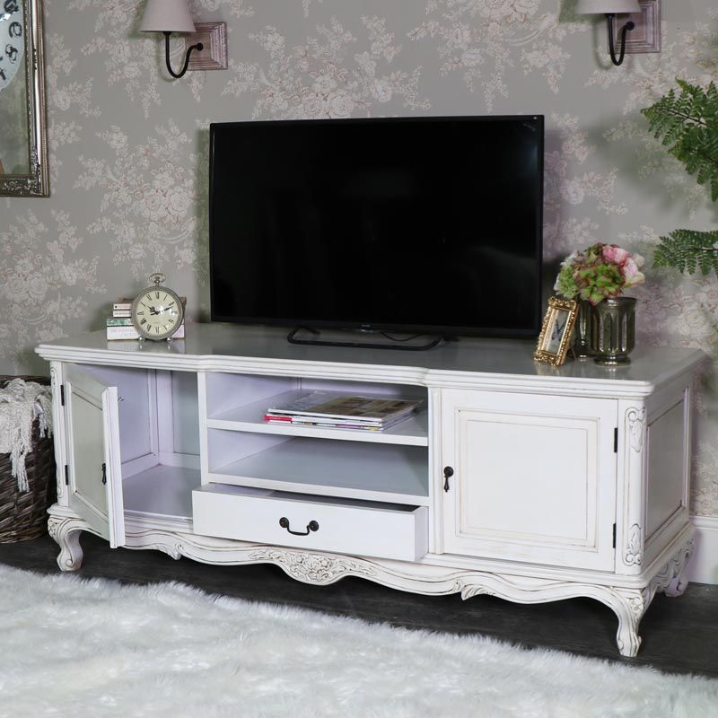 Large Rococo Style Cream Tv Stand – Limoges Range – Melody Intended For Cream Tv Cabinets (Photo 8 of 15)