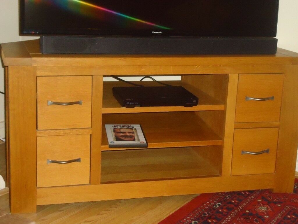 Large Solid Oak Tv Stand Solid Corner Unit 42 Inches Wide Throughout Solid Oak Tv Stands (View 11 of 15)