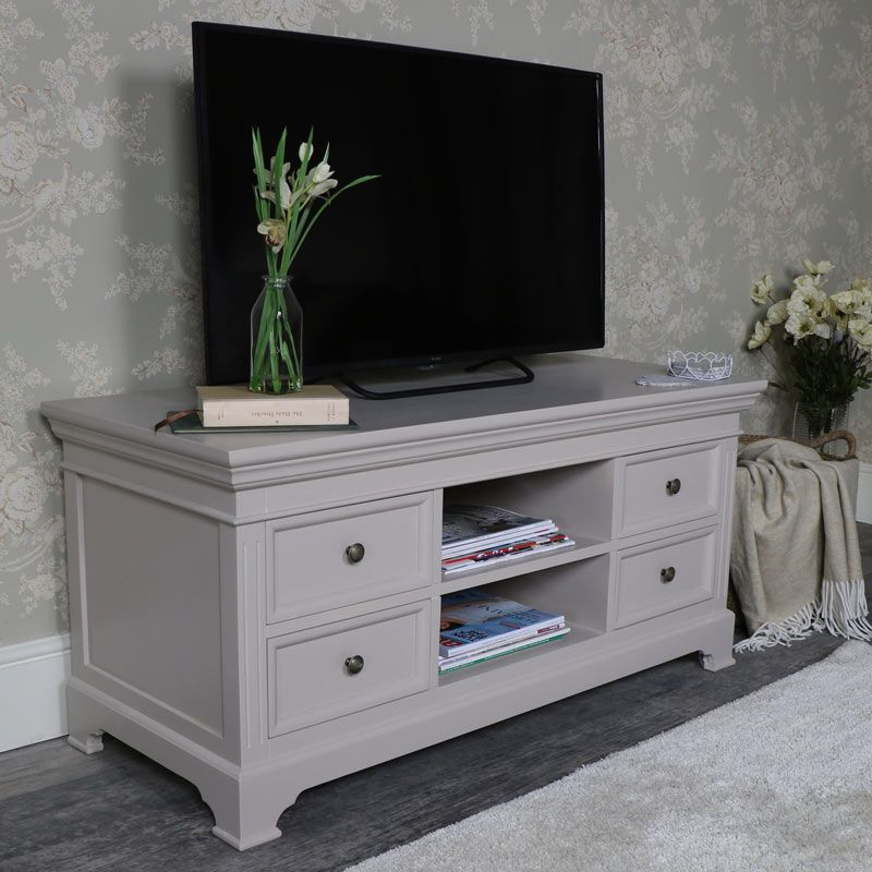 Large Tv/media Cabinet Daventry Grey Range – Melody Maison® Throughout Scandi 2 Drawer Grey Tv Media Unit Stands (View 4 of 15)