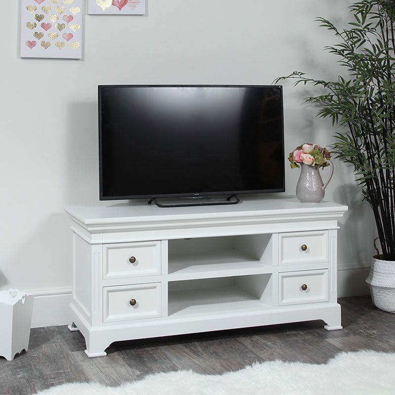Large Tv / Media Unit Daventry White Range – Melody Maison® Throughout Hannu Tv Media Unit White Stands (View 10 of 15)