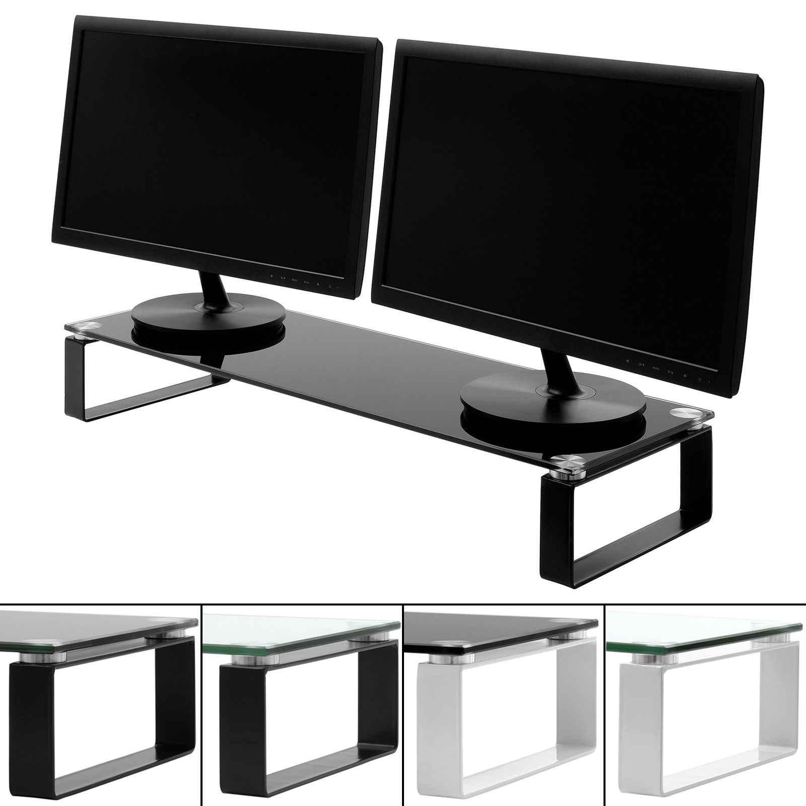 Large Twin/double Monitor/screen Riser Shelf Computer/imac Regarding Dvd Tv Stands (View 14 of 15)