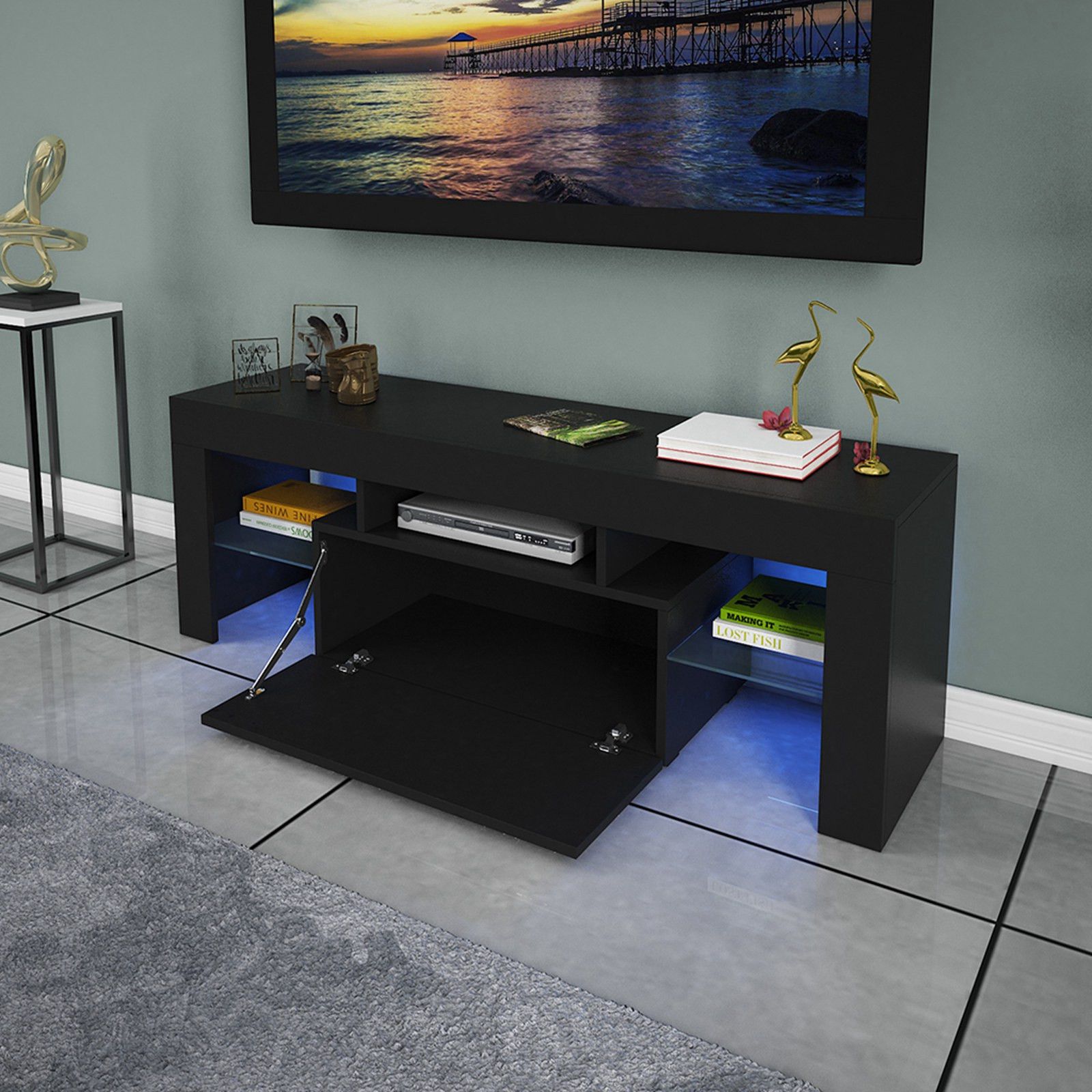 Lebonyard Tv Stand Cabinet With High Gloss Led Lights For Throughout Zimtown Tv Stands With High Gloss Led Lights (Photo 11 of 15)