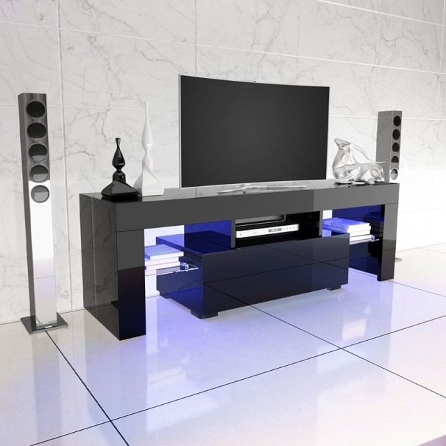 Led Tv Stand High Gloss Tv Cabinet Modern Living Room With Regard To Light Colored Tv Stands (Photo 9 of 15)